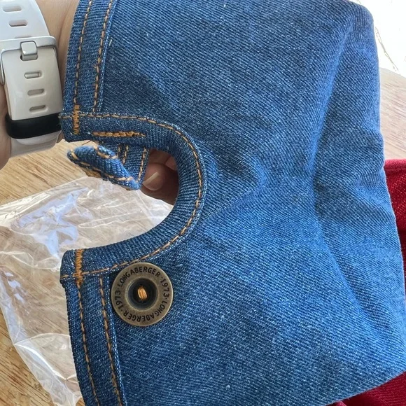 NWT Longaberger Thank You Basket Fabric Liners- Set Of 2- Denim and Paprika - Picture 8 of 8